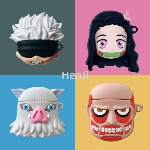 Anime Cartoon Jujutsu Kaisen 3D case for AirPods 1 2 pro charging box soft silicone Wireless bluetooth earphone protective cover
