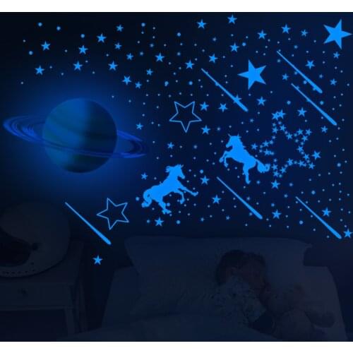 3D Stars Glow In The Dark Wall Stickers Luminous Fluorescent Wall Stickers For Kids Baby Room Bedroom Ceiling Home Decor