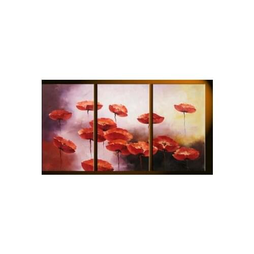 Free Shipping Hand painted Oil Painting Beautiful Poppies-Modem Canvas Wall Art set for Living Room
