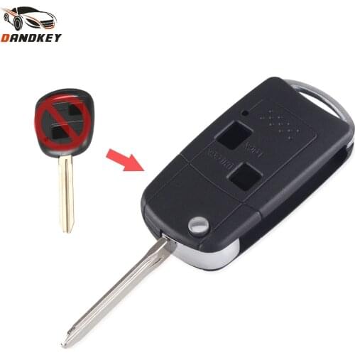 Dandkey 2 Button For Toyota Rav4 Corolla Hilux Yaris Avalon Echo Prado Flip Remote Modified Key Case Shell Replacement key shell