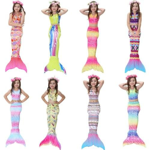 2021 Girls Swimmable Mermaid Tail Princess Dress Kids Holiday Mermaid Costume Christmas Birthday Party Cosplay Swimsuit Swimwear
