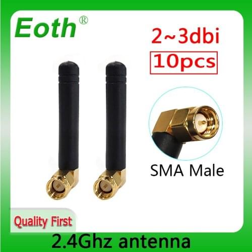 10pcs 2.4Ghz wifi antenna SMA Male connector 2~3dbi 2.4 ghz wifi antena wi fi antenne Small Size antenas waterproof