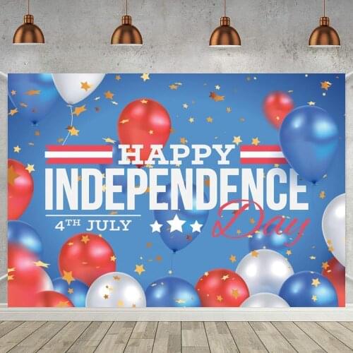 Happy Independence Day Photography Backdrop Balloons Stars Cake Smash Kids Birthday Party Background Photo Dinner Table Decor