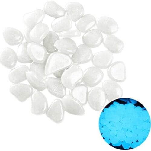 H7JB 100 Pieces Luminous PebbIes Fluorescent Stones Garden Decorative Stones for Walkways Outdoor Decor Aquarium Lawn Garden