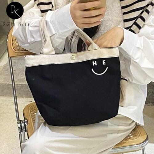 Women Canvas Eco Bag Ladies Cute Printing Small Shopping Bag Niche Groceries Totes Student Lunch Bag Girls Travel Picnic Bag