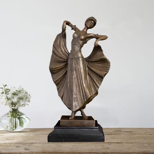Ivorique DS-160 D.H.Chiparus Bronze dancing art decor desk decoration bronze dancing girl beautiful dancer statue sculpture