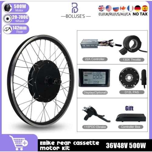 EBike Motor Kit 36V48V 500W Rear Cassette e-bike Wheel Hub Motor 20-29inch 700C For Electric Bicycle Bike Conversion Kit