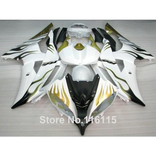 ABS fairing kit for YAMAHA R6 2008 -2014 green flames white fairings set YZF R6 08 - 13 14 #2130 Full injection