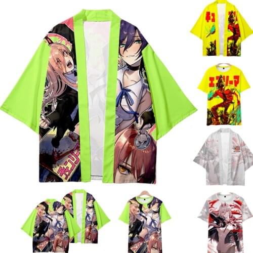 Japan Anime Chainsaw Man Denji Power Cosplay Costume Man Haori Fashion T-Shirt Unisex Loose Kimono Costume Womne Halloween Party