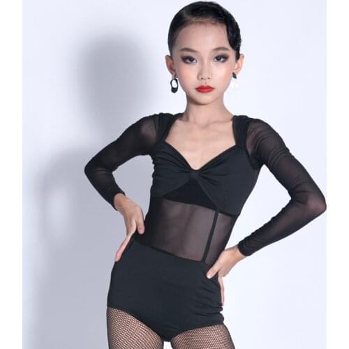 Mesh Latin Dance Bodysuit Girls Stage Costume Ballroom Practice Wear Designer Clothes Salsa Dancewear Tap Dance Outfit JL3186