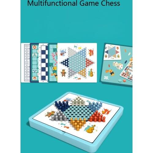 Flying Chess Checkers Gobang Snake Chess Animal Chess Board Game Pupils' Multi-functional Puzzle Game Childrens Christmas Gift