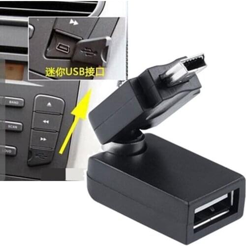 360 Degree Rotating Audio 5P Mini USB Male To USB Female Adapter MiniUSB To USB Female Car Mp3 Audio For Haima Peugeot GAC Haval