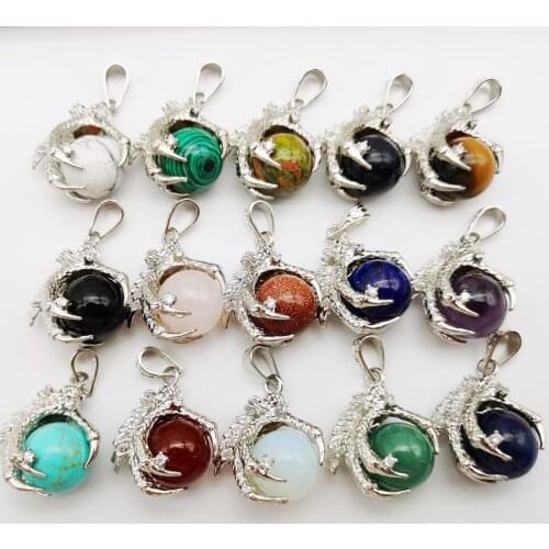 Natural Tigereye Aventurine Crystal Lapis Malachite Sodalite Sandstone Carnelian Bead Dragons Talons GEM Pendant Jewelry 1PCS