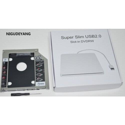 NIGUDEYANG 2nd HDD SSD Hard Drive Caddy for Macbook Pro 13 15 17 2009 2010 2011 2012 2013 + USB Enclosure Case for SuperDrive