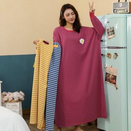 Oversize 4XL Spring New Lady Girl Nightdress Women Cotton Long Cute Princess Nightgown Breathable Loose Sleepwear Sleepdress