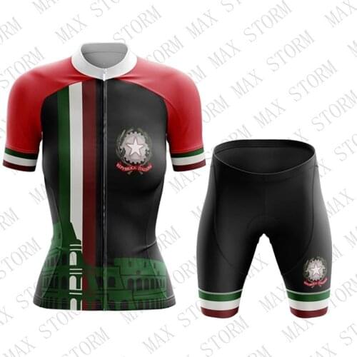 NEW black Women Italy Team Cycling Jersey/Cycling sets Customized Road Mountain Race Top max storm GEL Breathable Pad