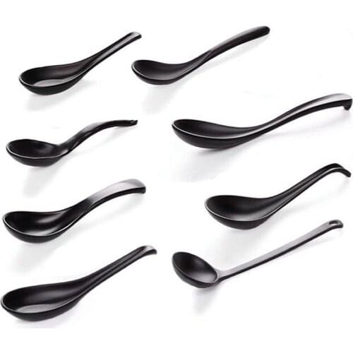 Plastic Soup Spoon Black Matte Ladle Spoon Japanese Style Melamine Tableware Anti-Fall Tortoise Shell Shaped Spoons