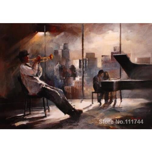 Hand painted art on canvas Music and skyline Willem Haenraets music paintings High quality