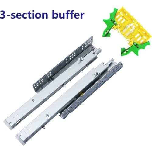 Concealed Drawer Runner Three-Section Soft Closing Bottom Mount Kitchen Cabinet Slides Thickened Silent Rail Furniture Hardware