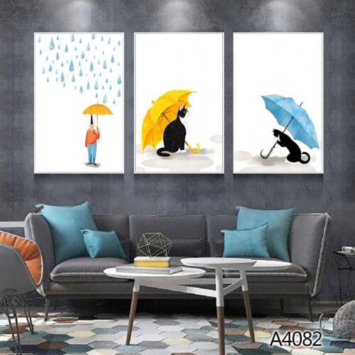 Modern Oil Painting Print on Canvas 3pcs Modular Color Cartoon Animal Canvas Printing Wall Art Picture Painting for Home Decor