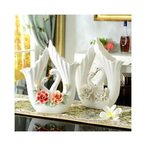 Modern ceramic flower arrangement vase home decoration hand-painted flower arrangement birthday wedding housewarming gift swans