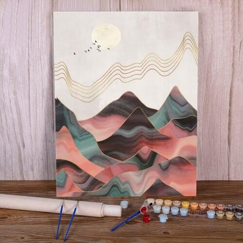 Modern Abstract Landscape DIY Painting By Numbers Set Oil Paints 50*70 Canvas Pictures Handmade For Kids Handiwork Art