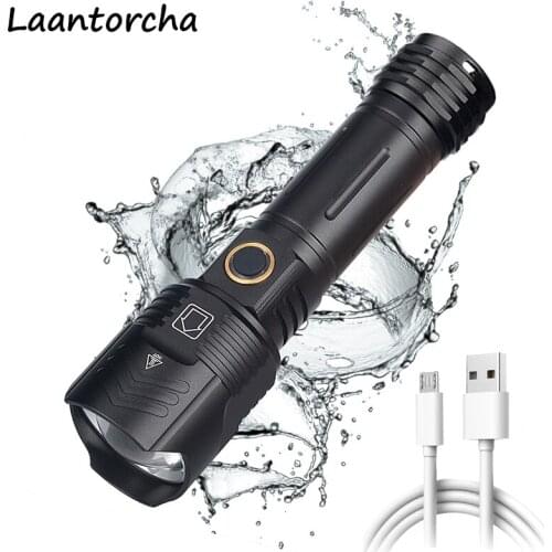 LED Flashlight Powerful Waterproof Torch USB Rechargeable 18650 Lantern Outdoor Portable Zoom Camping Light Tactical flashlight