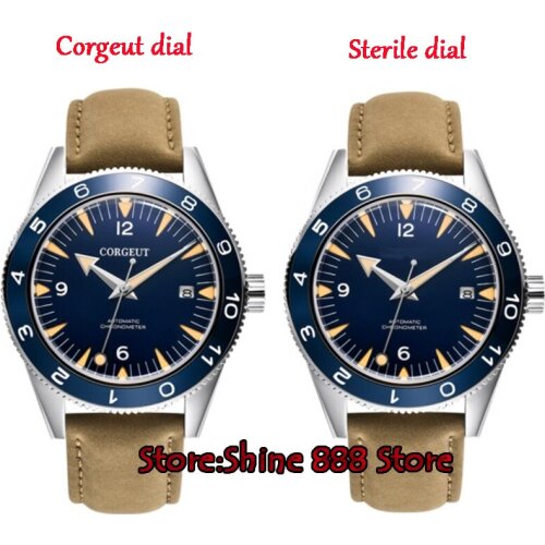 41mm Corgeut blue dial luminous ceramic bezel miyota Automatic mens Watch Luxury Brand Top Mechanical Watches