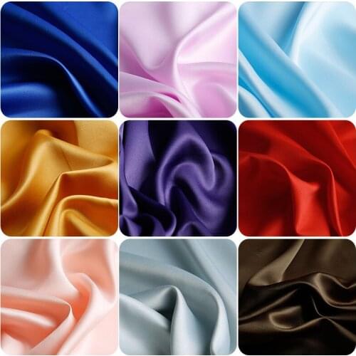Encrypted Matte Satin Solid Color Diy Handmade Fabric Clothing Satin Wedding Lining Fabric By The Yard for Dress Blue Sequin
