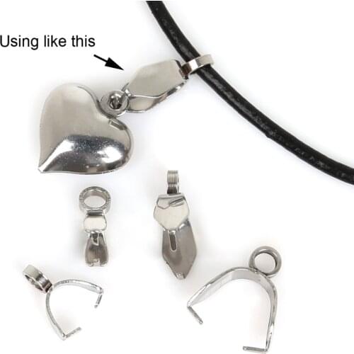 20Pcs/lot 2.5x7x9mm/4x10x12mm Clasps Stainless Steel Pendant Pinch Clips Bails Charm Necklace Connectors Beads Jewelry Findings