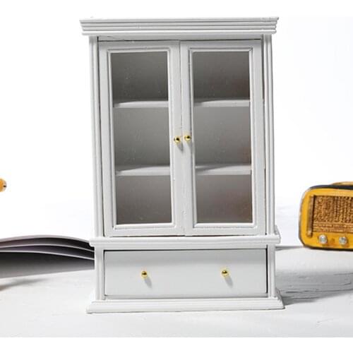 1/12 Dollhouse Mimi Furniture Scene Decor Double Door Glass Cabinet Model Toy
