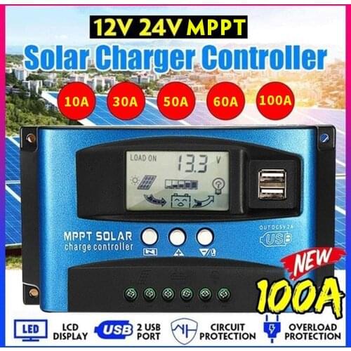 12/24v MPPT Mppt Controller Solar Controller Dual Usb LCD Display Home Open Circuit Protection Boat 5V/2A MPPT Solar Controller
