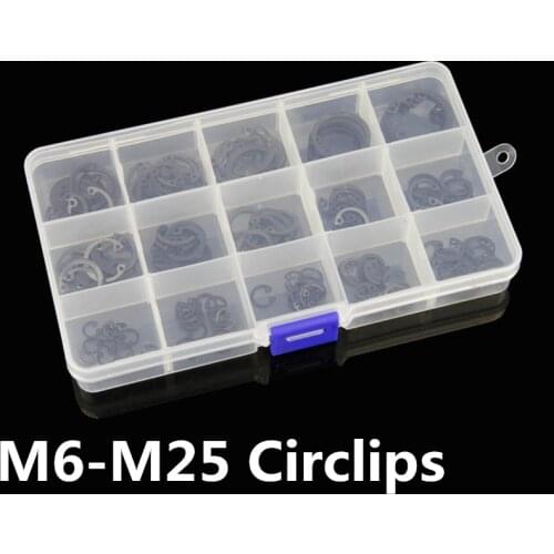 175pcs M6 - M25 Circlips Set for A hole 65 Manganese GB893 Steel Hole Retaining Ring Bearing retainer kit Circlip Free shipping