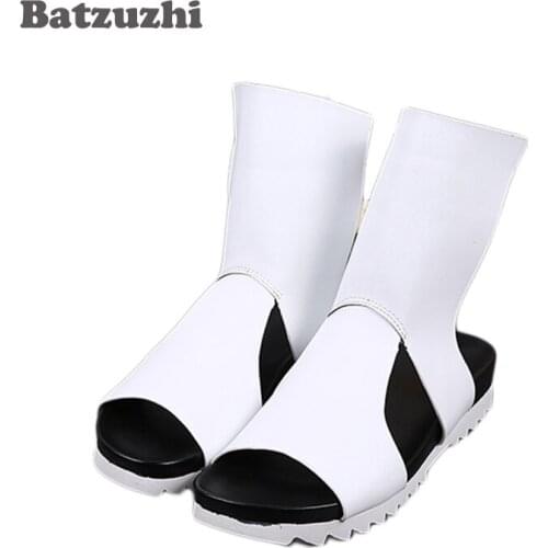 2021 Summer Cool Mans Sandal Shoes Leather Cowhide Hollow-out Roman Leisure Mens Sandals Shoes T-show Male Sandalia, US6-12