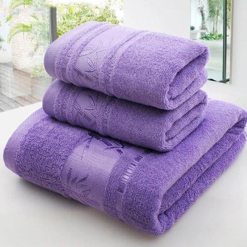 3pcs Towel Set Face Bath Towel Bamboo Fiber High Quality Bamboo Print Strong Water Absorption for Home Bathroom Close To Skin