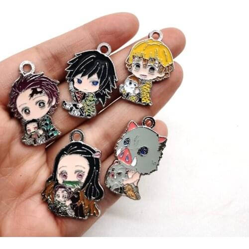 500 pcs (1 set 5 pcs) Anime Kimetsu no Yaiba Necklace/Bracelet/Earrings Pendants DIY Jewelry Making Accessories