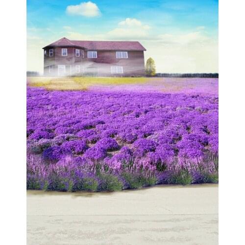 5x7ft Purple Flowers House Photography Backdrops Photo Props Studio Background