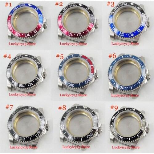 9 Models 40mm Silver Color Watch Case Sapphire glass Rotating Bezel Fit for ETA 2836 MIYOTA Automatic Movement