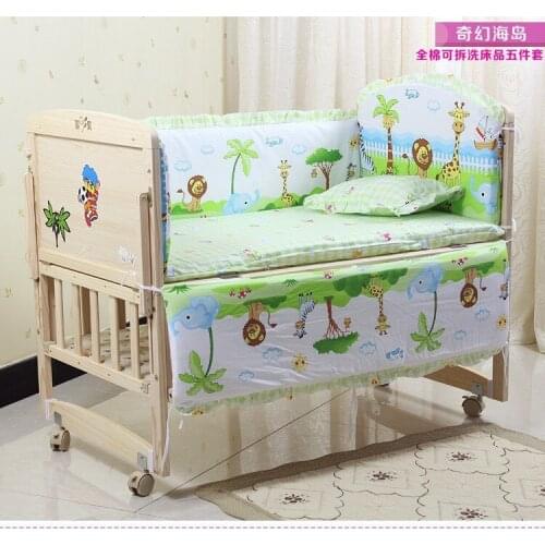 Promotion! 6PCS Baby Bedclothes For Cribs and Cot Set,Bedding Set kit de berço (3bumpers+matress+pillow+duvet)