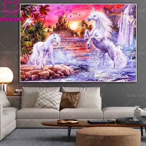 5D Full Drill squaer Drill Unicorn in the sunset Diamond Painting Embroidery Cross Stitch Diamond Mosaic kids Home Decor Gifts