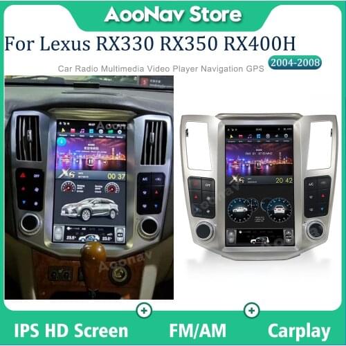 AOONAV Tesla style Android 9.0 PX6 Car Multimedia Player For Lexus RX RX300 RX330 RX350 RX400H 2004-2007 GPS Navi radio stereo