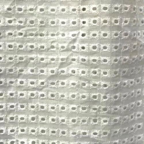 White Plaid Embroidered Hollow Lace Cloth Womens Summer Cotton Cloth Hollow Lace Fabric