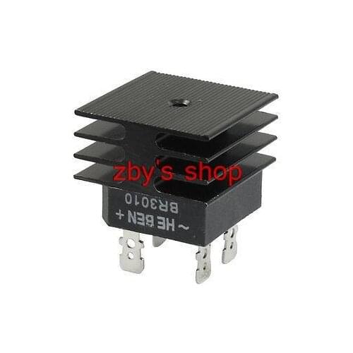 BR3010 30A 1KV Single Phase Bridge Rectifier Half-Wave Black w Heatsink