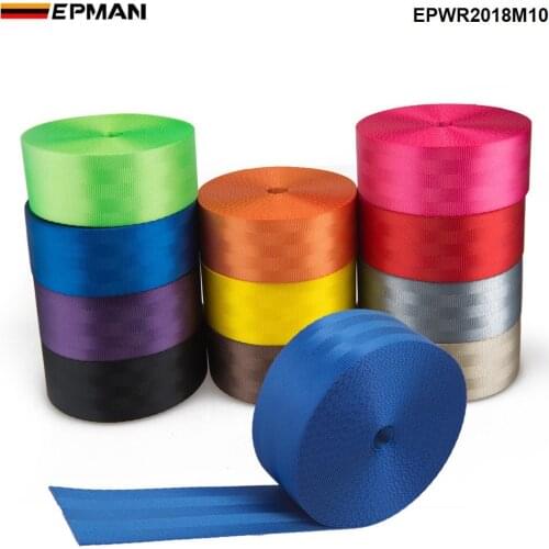 EPMAN 10 Meters Strengthen Seat Belt Webbing Fabric Racing Car Seat Safety Belts Harness Webbing Straps 2inch EPWR2018M10-AF
