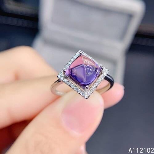 KJJEAXCMY fine jewelry S925 sterling silver inlaid natural Amethyst new girl trendy ring support test Chinese style with box