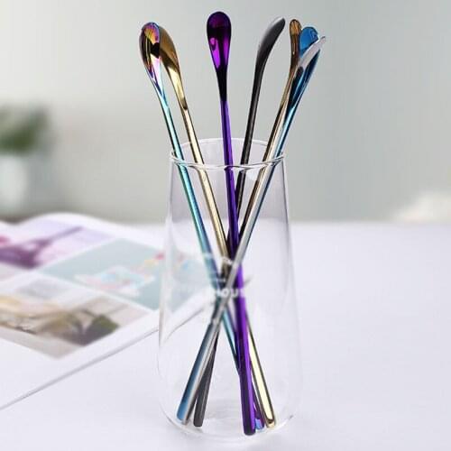 Kitchen Tableware Coffee Stirring Spoon Teaspoons Stainless Steel Mixing Scoop Long Handle Coffee Tea Drinking Tools