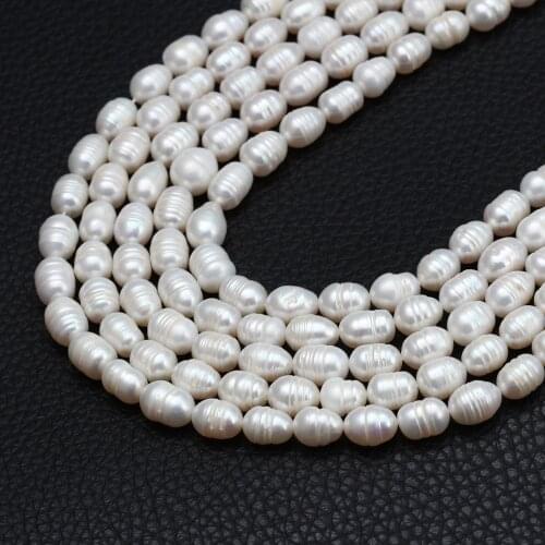Meibeads 2021 Natural Freshwater Pearl Beads 32cm Rice Shape Punch Jewelry Making Beads for DIY Elegant Necklace Bracelet LY005