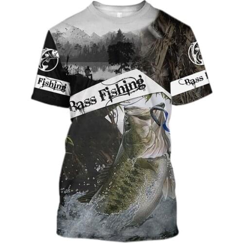 Male and female fish 3D fishing printed T-shirt O-neck short-sleeved shirt casual style new product fish lovers 2021