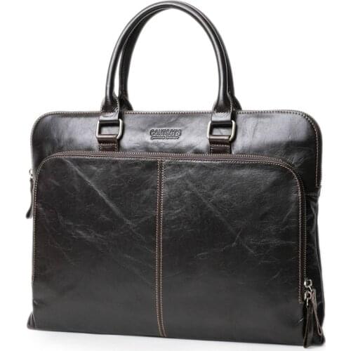 Mens Bags Genuine Leather Business Briefcase 15.6" Laptop Bag For Men Office Files Designer Handbags Large Capacity Work Bags