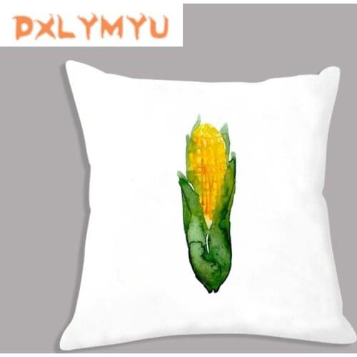 Watercolor Fruit Vegetable Corn Cushion Cover Nordic Soft Throw Pillow Cover Decorative Sofa Pillow Case Plush Pillowcase